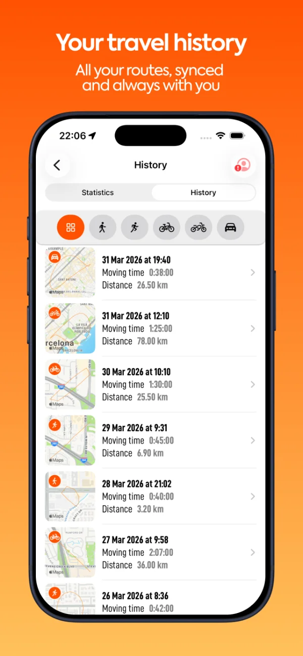 Trekka for iOS – travel history